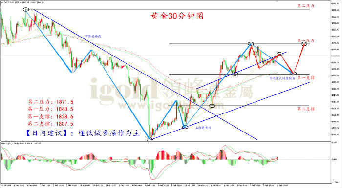2021年2月10日黄金走势图 2021年2月10日黄金走势图