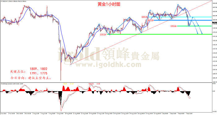 2021年9月8日黄金走势图 2021年9月8日黄金走势图