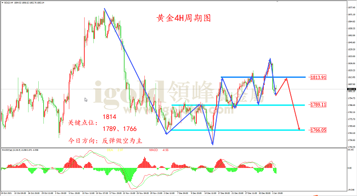 2022年1月4日黄金走势图 2022年1月4日黄金走势图