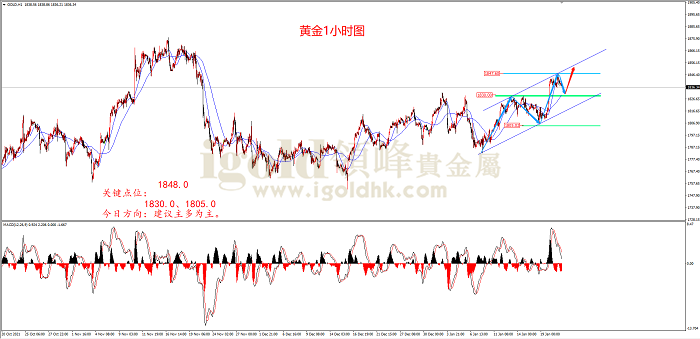 2022年1月21日黄金走势图 2022年1月21日黄金走势图