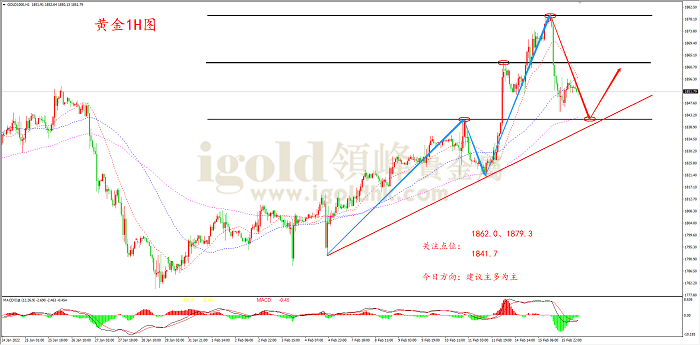 2022年2月16日黄金走势图 2022年2月16日黄金走势图