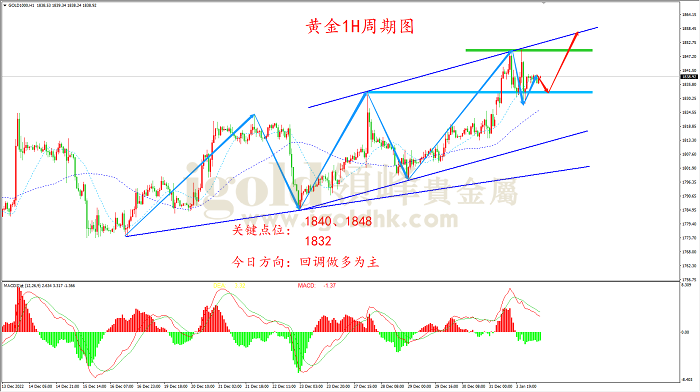 2023年1月4日黄金走势图 2023年1月4日黄金走势图