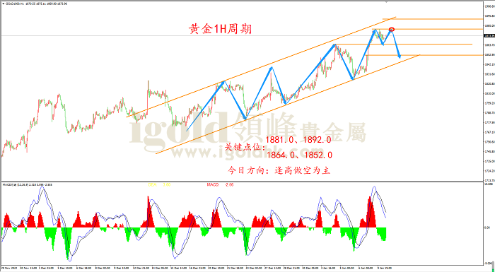 2023年1月10日黄金走势图 2023年1月10日黄金走势图