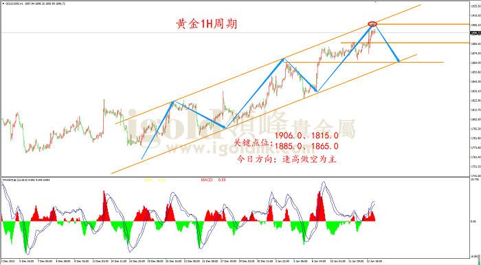 2023年1月13日黄金走势图 2023年1月13日黄金走势图