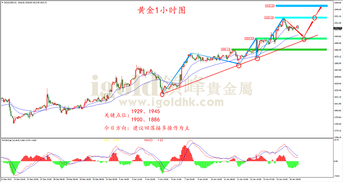 2023年1月17日黄金走势图 2023年1月17日黄金走势图