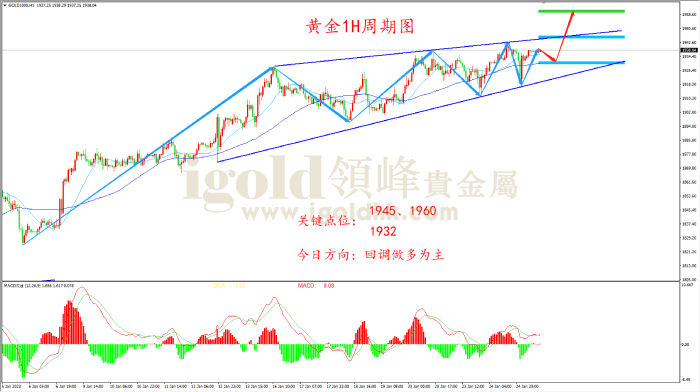 2023年1月25日黄金走势图 2023年1月25日黄金走势图