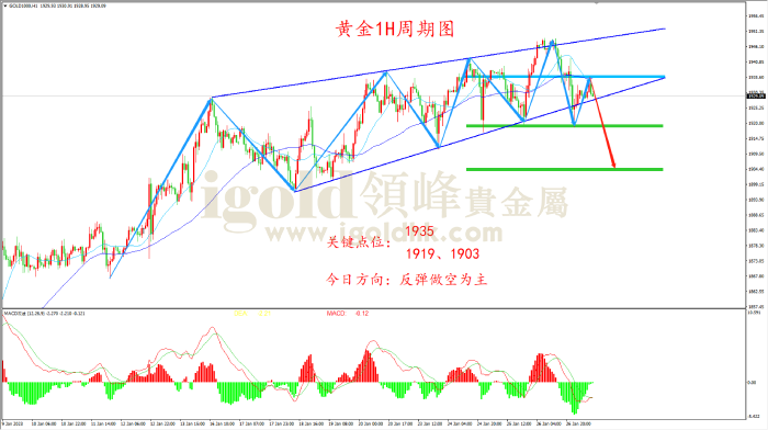 2023年1月27日黄金走势图 2023年1月27日黄金走势图
