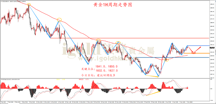 2023年3月3日黄金走势图 2023年3月3日黄金走势图