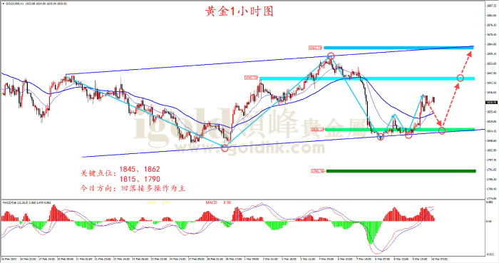 2023年3月10日黄金走势图 2023年3月10日黄金走势图