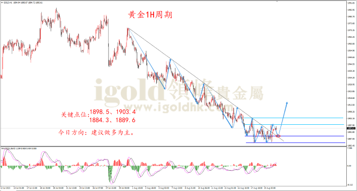 2023年8月22日黄金走势图 2023年8月22日黄金走势图