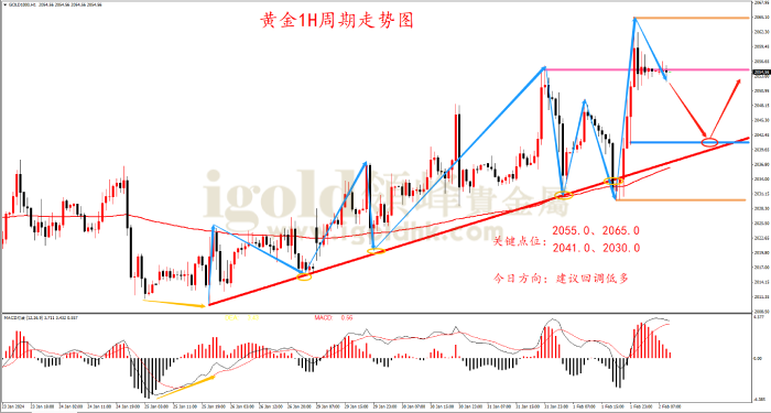 2024年2月2日黄金走势图 2024年2月2日黄金走势图