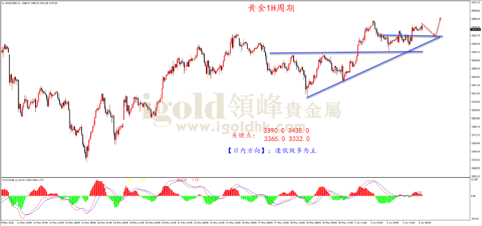2025年6月5日黄金走势图 2025年6月5日黄金走势图