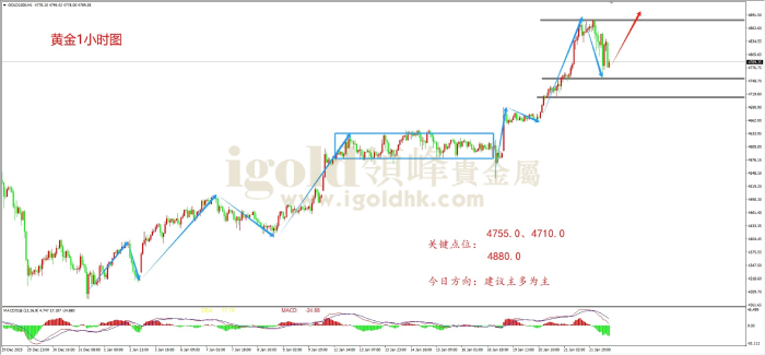 2026年1月22日黄金走势图 2026年1月22日黄金走势图
