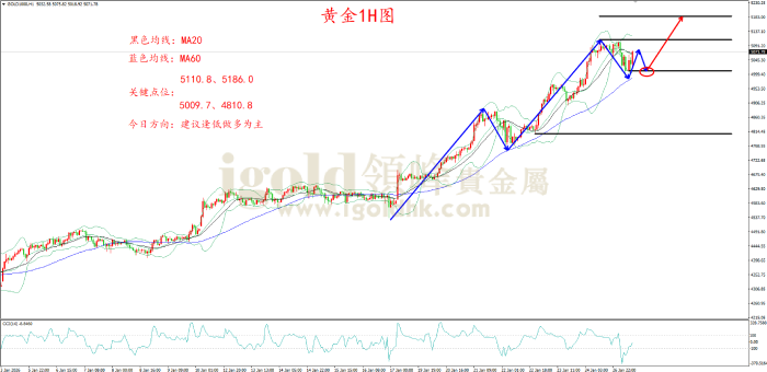 2026年1月27日黄金走势图 2026年1月27日黄金走势图