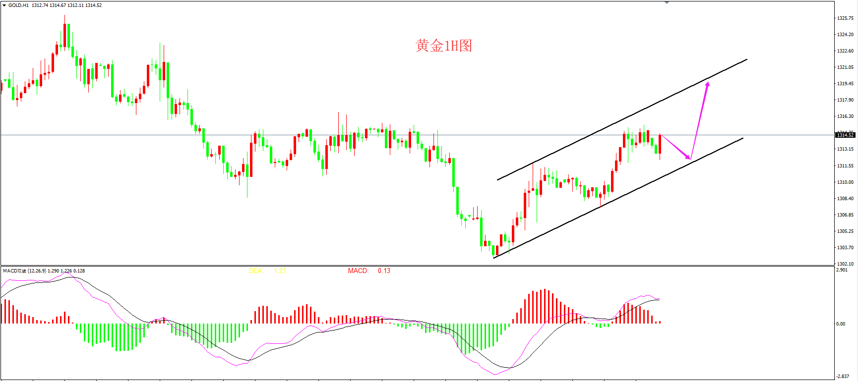 2019年2月11日早间黄金走势图